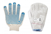 Перчатки ХБ с ПВХ (3 нитки) Белые "Точка", 7 класс, 6 пар, Народная TDM (цена за упак) SQ1016-0101