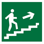 Знак "Направление к эвакуационному выходу (по лестнице направо вверх)" 150х150мм (лист - 2шт) TDM (кратно 2)
