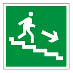 Знак "Направление к эвакуационному выходу (по лестнице направо вниз)" 150х150мм (лист - 2шт) TDM SQ0817-0045 (кратно 2)