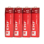Батарейка типа АА(LR6) шринк 4шт. EKF (кратно 4)
